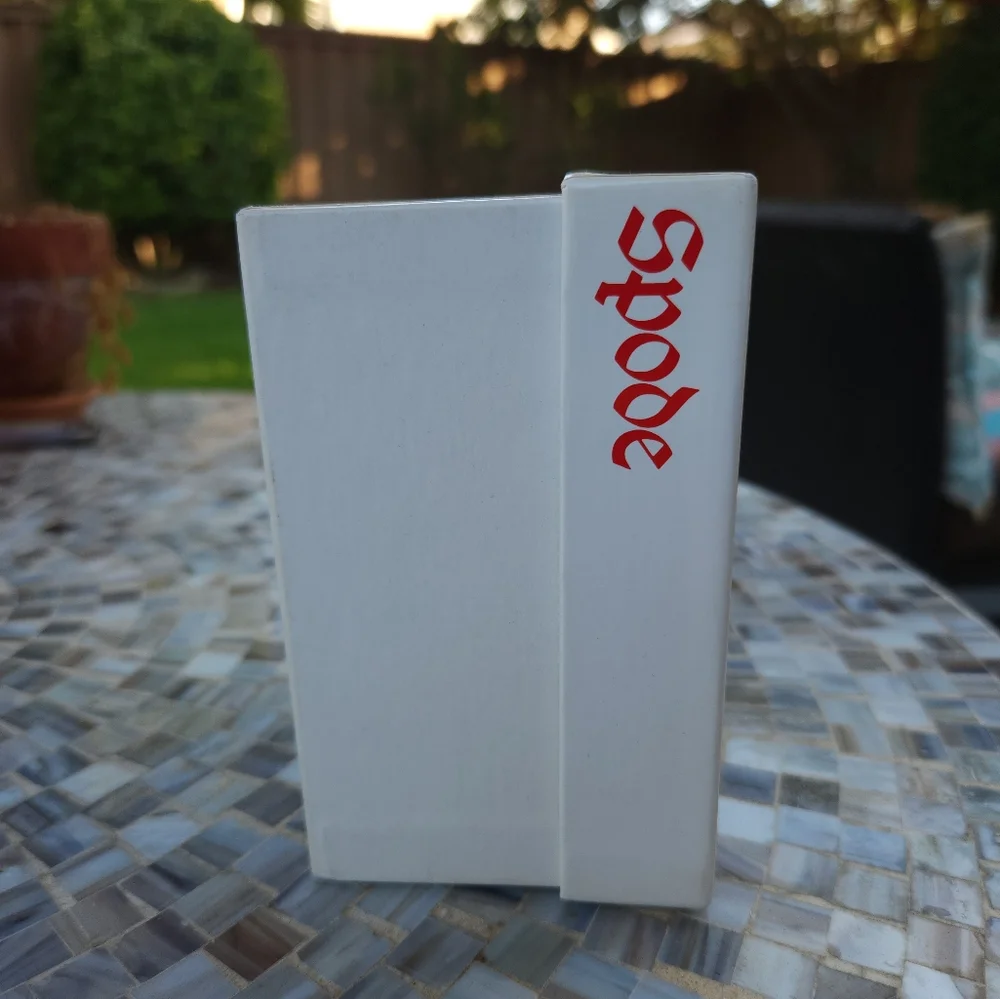 Spode Christmas Tree Teacup Ornament with Red and Green Plaid Bow - Picture 8 of 10